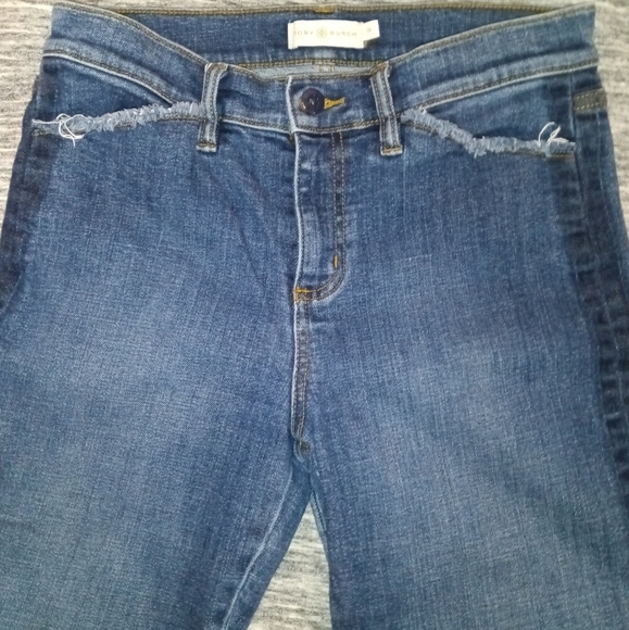 Tory Burch | Harley Jeans Rain Wash Raw Frayed Hem Jeans Womens Size 26 - Picture 5 of 16